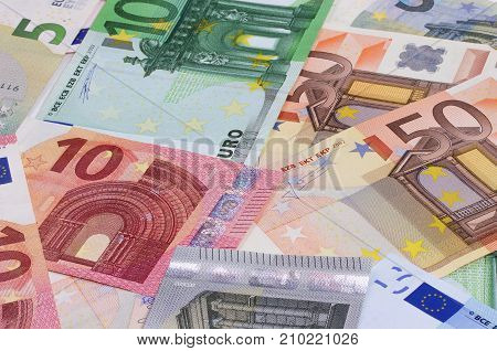 Euro Money Of Different Denominations Abstract Background.