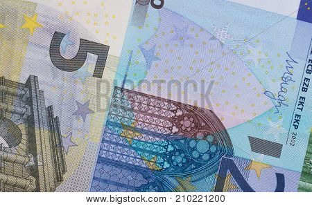 Euro Money Of Different Denominations Abstract Background.