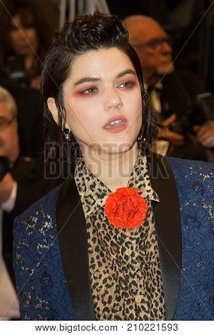 CANNES, FRANCE - MAY 19, 2016: French singer Soko  attends the 'It's Only The End Of The World (Juste La Fin Du Monde)'  premiere during the 69th annual Cannes Film Festival