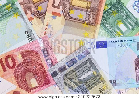Euro Money Of Different Denominations Abstract Background.