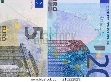 Euro Money Of Different Denominations Abstract Background.