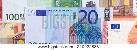 Euro Money Of Different Denominations Abstract Background.