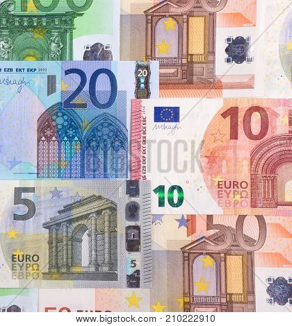 Euro Money Of Different Denominations Abstract Background.