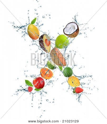 Letra do alfabeto de frutas frescas