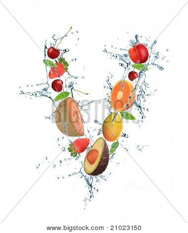 Letra do alfabeto de frutas frescas