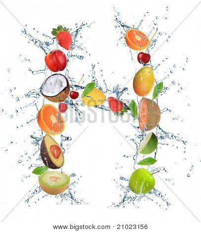 Letra do alfabeto de frutas frescas