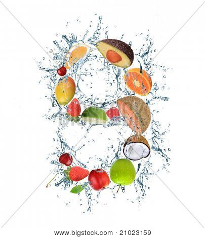 Número do alfabeto de frutas frescas