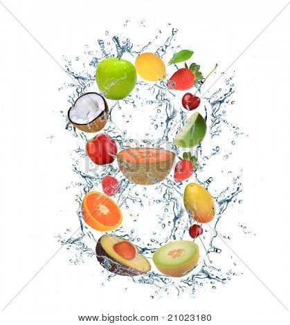 Número do alfabeto de frutas frescas