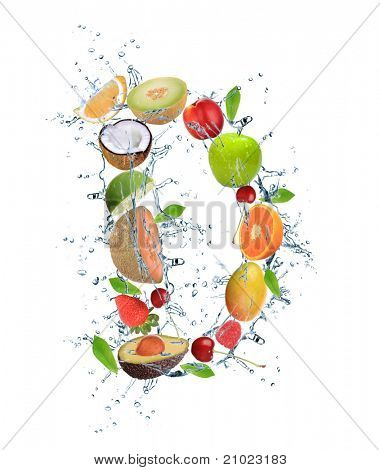 Letra do alfabeto de frutas frescas