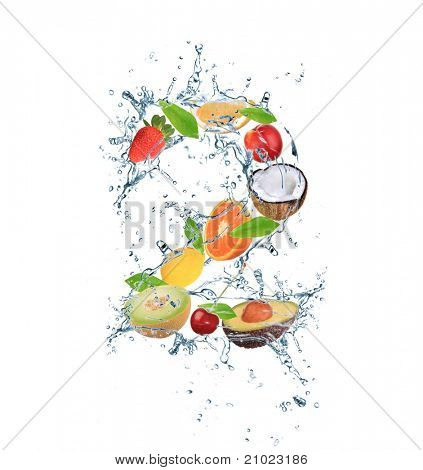 Número do alfabeto de frutas frescas
