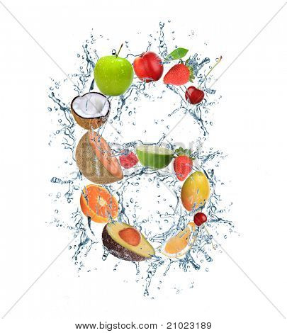 Número do alfabeto de frutas frescas