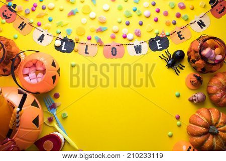 top view halloween prop decor colorful candy