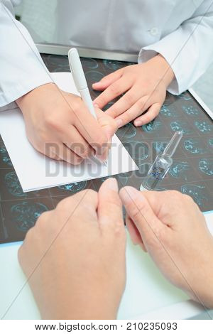 Visit to the doctor's office for medicine.