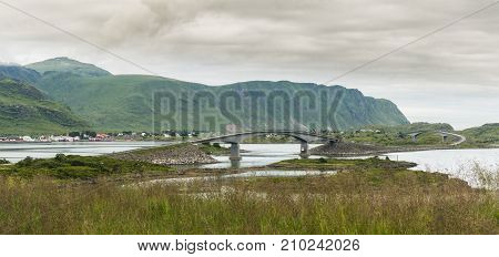 The Fredvang Bridges Fredvangbruene are two cantilever bridges Flakstad Nordland county Norway. National Tourist Route Lofoten