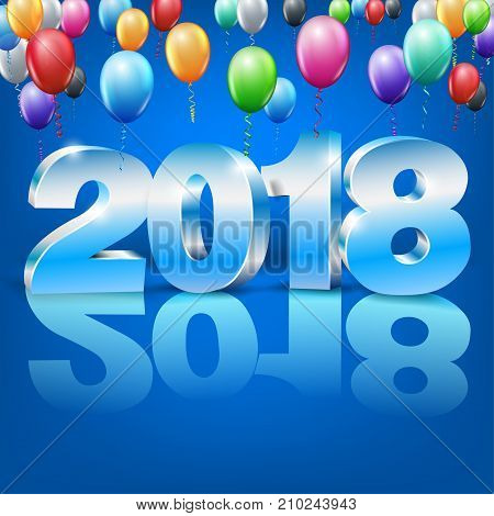 New Year 2018 banner or card template with 3D numbers. vector