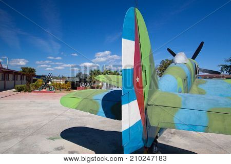 Playa Giron Cuba - January 272017: The Bay of Pigs Museum. Tank and aircraft in front of the museum dedicated to the failed 1961 invasion.