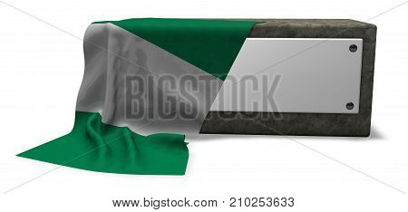 stone socket with blank sign and flag of nigeria - 3d rendering