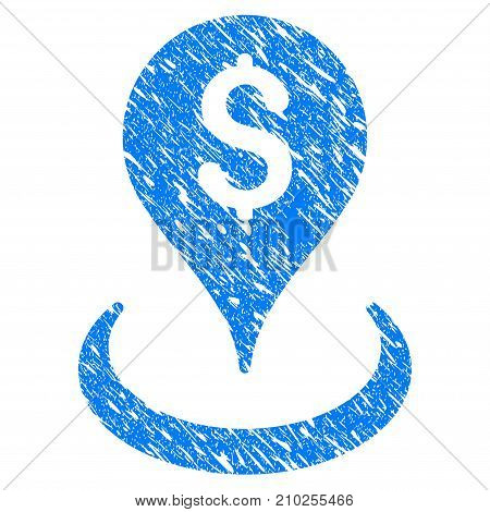 Grunge Geo Targeting icon with scratched design and scratched texture. Unclean vector blue Geo Targeting pictogram for rubber seal stamp imitations and watermarks. Draft emblem symbol.
