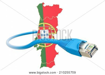 Internet connection in Portugal concept. 3D rendering isolated on white background