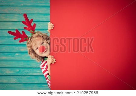 Funny Kid Holding Cardboard Banner Blank