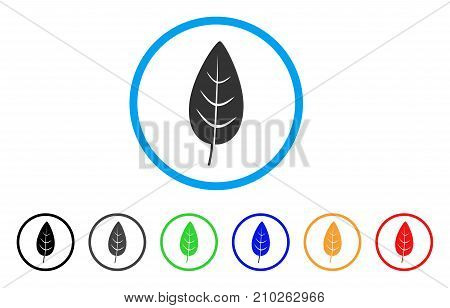 Flora Leaf rounded icon. Style is a flat grey symbol inside light blue circle with additional color versions. Flora Leaf vector designed for web and software interfaces.