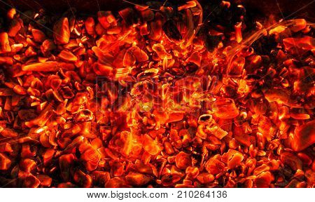 abstract background of burning coals . Photo of an abstract texture