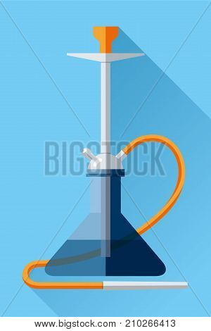 Hookah icon in flat style on color background. Smoking accessory. Vector design element