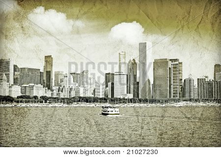 Projekt graficzny: Retro obraz miasta Chicago