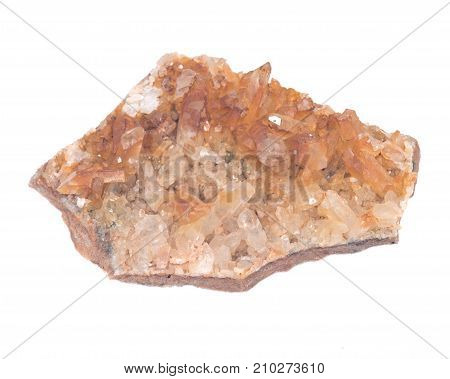 Golden Healer Cluster Quartz Specimen from Arkansas isolated on white background