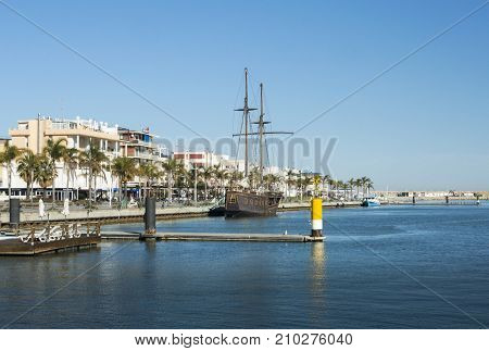 GANDIA, VALENCIA, SPAIN, 25TH JANUARY 2017 - View of the port in Gandia Valencia Spain