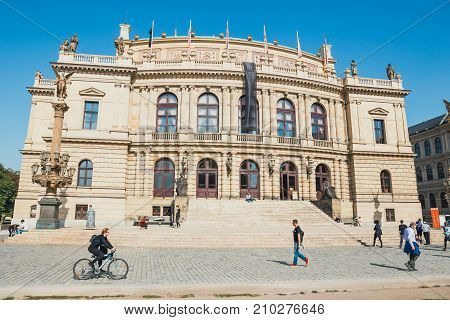 Prague, Czech Republic - September 29, 2017: The Building Of Rudolfiunum Concert Halls On Jan Palach