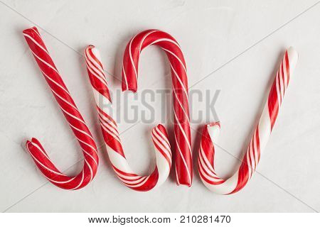 Christmas Decors With Gray Background. Candy Cane