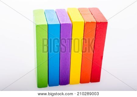 Coorful Domino Blocks On White Background