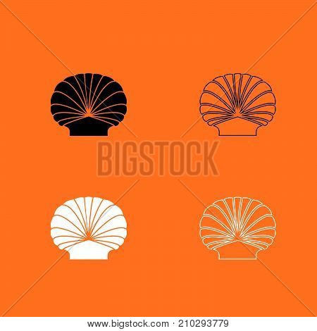 Shell Black And White Set Icon .