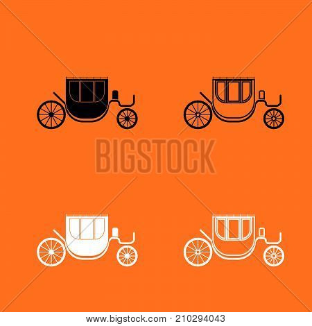 Carriage Black And White Set Icon .