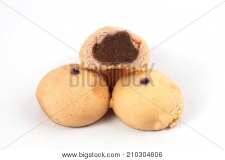 Mochi sweet dessert on white background isolate