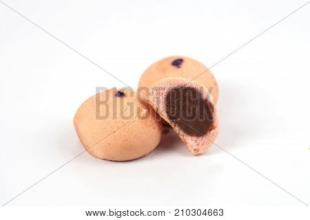 Mochi sweet dessert on white background isolate