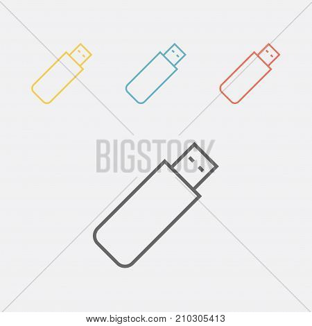 USB stick line icon. Vector icon for web graphic.