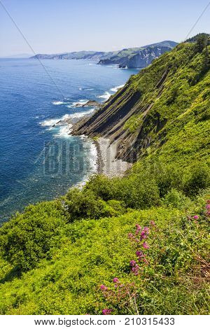 View over the coast of northern Spain Basque Country.