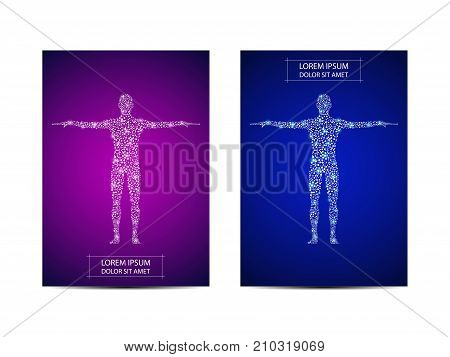 Brochure template with molecule human, technological and scientific concept, vector illustration.