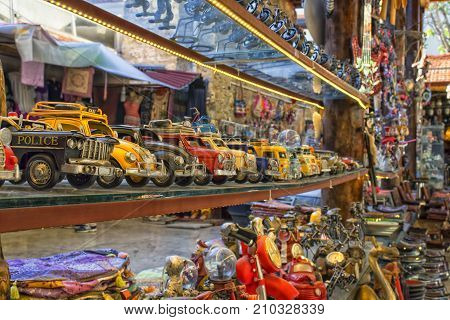 ANTALYA TURKEY - Oct 3 2017: Souvenirs shop in old town Kaleici