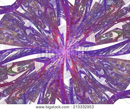 The kaleidoscopical composition in violet tones. Abstract kaleidoscope background. Beautiful kaleidoscope pattern. Multicolor mosaic texture. Unique design