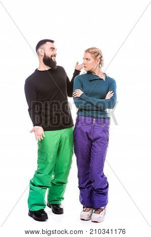 Couple In Snowboarding Clothes