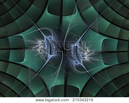 The kaleidoscopical composition in soft green tones. Abstract kaleidoscope background. Beautiful kaleidoscope pattern. Multicolor mosaic texture. Unique design