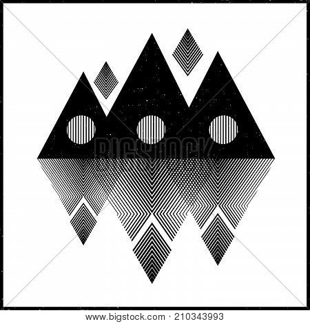 Abstract mountains. Concepts vector illustration. UFO print.