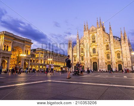 MILAN ITALY - AUGUST 092017: Milan Cathedral Duomo di Milano by night.