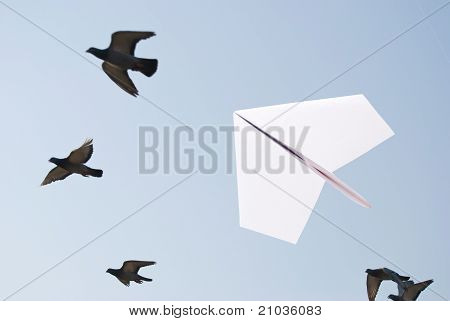 Papir fly flyver med fugle