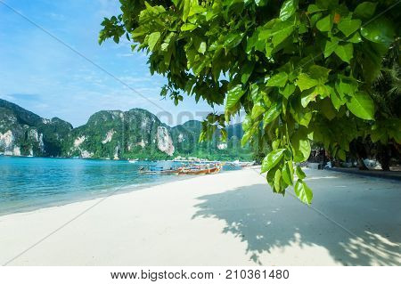 Paradise Island, white sand, blue water. Asia. Thailand. Phi Phi Don