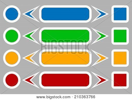 Multicolored buttons for web content. Design elements.