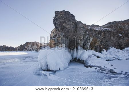 Lake Baikal, Oltrek Island. Winter Landscape
